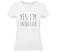 T-Shirt Donna Cotone Basic Super vestibilità Top qualità - Yes I'm Different - Divertente Humor Made in Italy (Bianco, S)