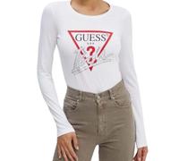 T-Shirt Donna Cotone Manica Lunga Guess W4YI33I3Z14 G011 Bianco