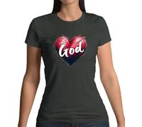 T-Shirt Donna Cuore D'Amore - Prega Chiesa Ama Dio Gesù Religione Padre