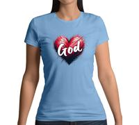 T-Shirt Donna Cuore D'Amore - Prega Chiesa Ama Dio Gesù Religione Padre