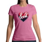 T-Shirt Donna Cuore D'Amore - Prega Chiesa Ama Dio Gesù Religione Padre