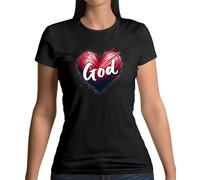 T-Shirt Donna Cuore D'Amore - Prega Chiesa Ama Dio Gesù Religione Padre