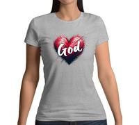 T-Shirt Donna Cuore D'Amore - Prega Chiesa Ama Dio Gesù Religione Padre