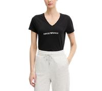 EMPORIO ARMANI Iconic Logoband - Maglietta da Donna con Scollo a V, Taglia S, Colore: Beige