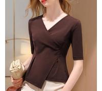 T-shirt donna Everyday Essential tinta unita con maniche corte e scollo a V