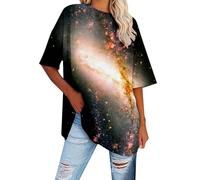 T Shirt Donna Festival T-Shirt Donna Casuale Fit Largo Manica Corta con Stampa Stellata Comoda per Tutte Le Stagioni nel Quotidiano