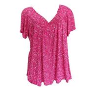 T Shirt Donna Firmate Comoda Elegante Classica Leggera Magliette Scollo a V Estive Casual Oversize T Shirt Curvy Moda Elasticizzato Maglietta da Donna Bianca Manica Corta Vintage Larghe Maglia