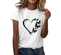 T Shirt Donna Firmate Estive Comoda Classica Elegante Tee Top Firmate Casual Girocollo Leggera Magliette Bianca Cotone Taglie Forti Maglietta da Donna Larghe Moda Basic Elasticizzato Maglia
