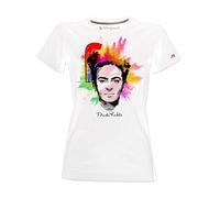 T-Shirt Donna - Frida Kahlo Ufficiale Stile Pop Art (M, Bianco)