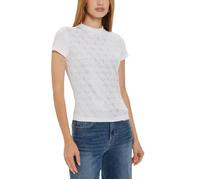 Guess Maglietta da Donna a Maniche Corte con Collo Alto, 4 g, Bianco Puro., S