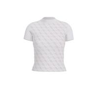 GUESS Women's Short Sleeve Mock Neck all Over 4G Tee, Pure White
