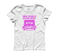 T-shirt donna Home Taping is Killing Music Audio Cassetta Teschio Skull stereo