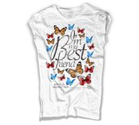 T-shirt donna I'M MY BEST FRIEND farfalle farfalla butterfly colorful
