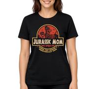 T-Shirt Donna Jurassic Mom, Raising Tiny Humans is Prehistorically Hard, Nero, Grafico umoristico, Nero , S