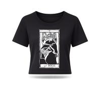T-Shirt Donna La Papesse Tarocchi PAPESSA Cotone Biologico Premium Boxy Crop
