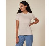T-shirt donna L'Iconique a maniche corte in costa rigata bianco AVALANCHE,MULTICO XXS
