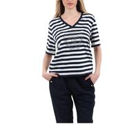 Liu Jo t-Shirt Donna Scollo a V Cotone TA6206 (IT, Testo, M, Regular, Regular, Blue/Latte)