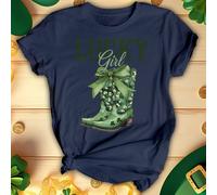 T-shirt donna Lucky Girl Boots Funny St. Patricks Day Top Irish Parade #STPD