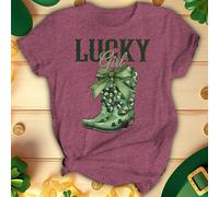 T-shirt donna Lucky Girl Boots Funny St. Patricks Day Top Irish Parade #STPD