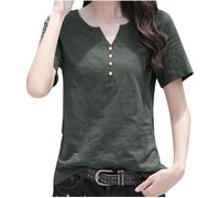 T Shirt Donna Manica Corta Cotone Maglietta Scollo a V Estive Camicia Elegante Magliette Essential Traspirante Tops Maglia Casual Estiva Camicia Base Tee Blusa Magliette Maglie Curvy Moda Offerte