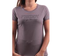 T-shirt donna manica corta Freddy F4WCXT1-G48 Tortora strass