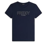 T-shirt donna manica corta Freddy F4WTRT1-B109 Blu-strass