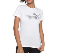 T-shirt donna manica corta Puma Essential logo metalic 848303-02 bianco-argento