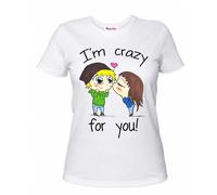 t-shirt donna manica corta scritta i'm crazy for you idea regalo san valentino