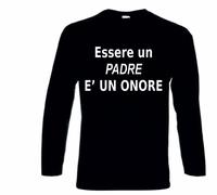 T-shirt donna manica lunga bianca nera scritta ESSERE UN PADRE E' UN ONORE