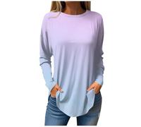 T Shirt Donna Manica Lunga Elegante Leggera Oversize Estive Magliette Firmate Comoda Casual Classica T Shirt Curvy Vintage Basic Tee Bluse Maniche Lunghe Taglie Forti Bianca Elasticizzato Maglia