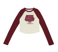 T-shirt donna manica lunga Fashion Forward con stile patchwork per tutte le occa