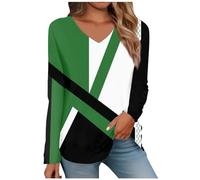 T Shirt Donna Manica Lunga Oversize Casual Elegante Comoda Tee Top Firmate Scollo a V Leggera Estive Magliette Cotone Elasticizzato Bianca Maglia Basic Maniche Lunghe Taglie Forti Curvy Tee Bluse