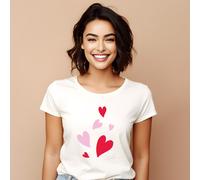 T-Shirt Donna Maniche Corte Colore Bianco, BACK MANY HEARTS