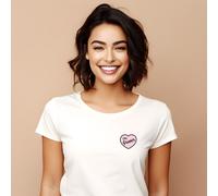 T-Shirt Donna Maniche Corte Colore Bianco, GIRL POWER PINK HEART