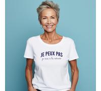T-Shirt Donna Maniche Corte Colore Bianco JE PEUX PAS JE SUIS À LA RETRAITE