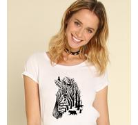 T-Shirt Donna Maniche Corte Colore Bianco, ZEBRA