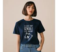 T-Shirt Donna Maniche Corte JE SUIS TROP GÉNIALE C'EST AGAÇANT