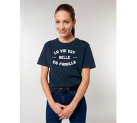 T-Shirt Donna Maniche Corte LA VIE EST BELLE EN FAMILLE 2 Colore Blu Marino