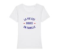 T-Shirt Donna Maniche Corte - LA VITA È DOLCE IN FAMIGLIA Colore Bianco