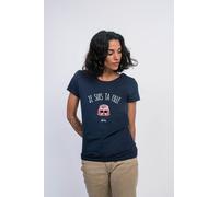 T-Shirt Donna Maniche JE SUIS TA FILLE Corte Colore Blu Marino