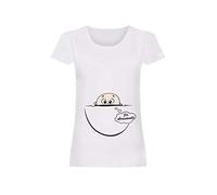 T-Shirt Donna maternità - Bebè in Arrivo Dolce Attesa - Maglietta 100% Cotone Bebè Mamma e papà (Bianco, M)