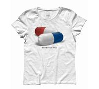 T-shirt donna Matrix pillola blu pillola rossa Keanu Reeves Neo Morpheus