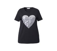 T-shirt donna MIAMODA taglie forti vestibilità comoda cuore paillettes 843082