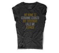T-shirt donna nera song Giorgio Moroder My name is Giovanni Giorgio punk shirt