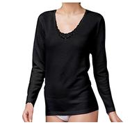 T-SHIRT DONNA NOTTINGHAM M/L CON PIZZO MACRAME ART TL18W LANA COTONE TAGLIE E COLORE A SCELTA (4, NERO)
