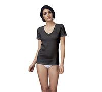 T-SHIRT DONNA NOTTINGHAM M/M CON PIZZO MACRAME ART TM18W LANA COTONE MISURA E COLORE A SCELTA (3, NERO)