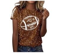 T-shirt donna per il mese dell'educazione al cancro al seno, maglietta grafica, casual, scollo rotondo, per tutti i giorni, perfetta con jeans o pantaloni casual, caffè, L