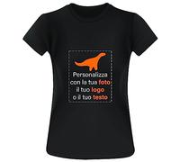 T-shirt donna personalizzata maglietta donna con stampa personalizzata 100% cotone - maglietta a maniche corte da personalizzare - maglietta donna con frasi e scritta idea regalo per lei (S, Nera)