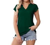 T Shirt Donna Scollo a V Magliette Manica Corta Sciolto Bluse Elegante Tuniche Cime Estive Canotta Donna Verde L