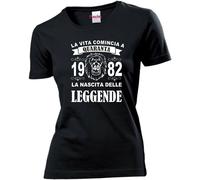 t-shirt donna scritta 40 anni 1982 leggende leone compleanno coscritti eta'